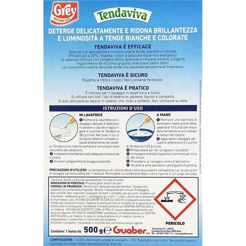 GREY TENDAVIVA DETERGENTE SPECIFICO TENDE BIANCHE E COLORATE 500GR