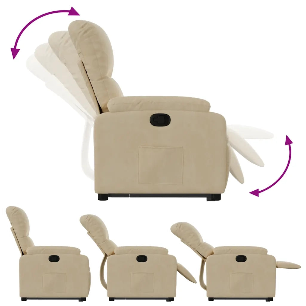 Poltrona | Sedia Relax Alzapersona Reclinabile Crema in Tessuto Microfibra