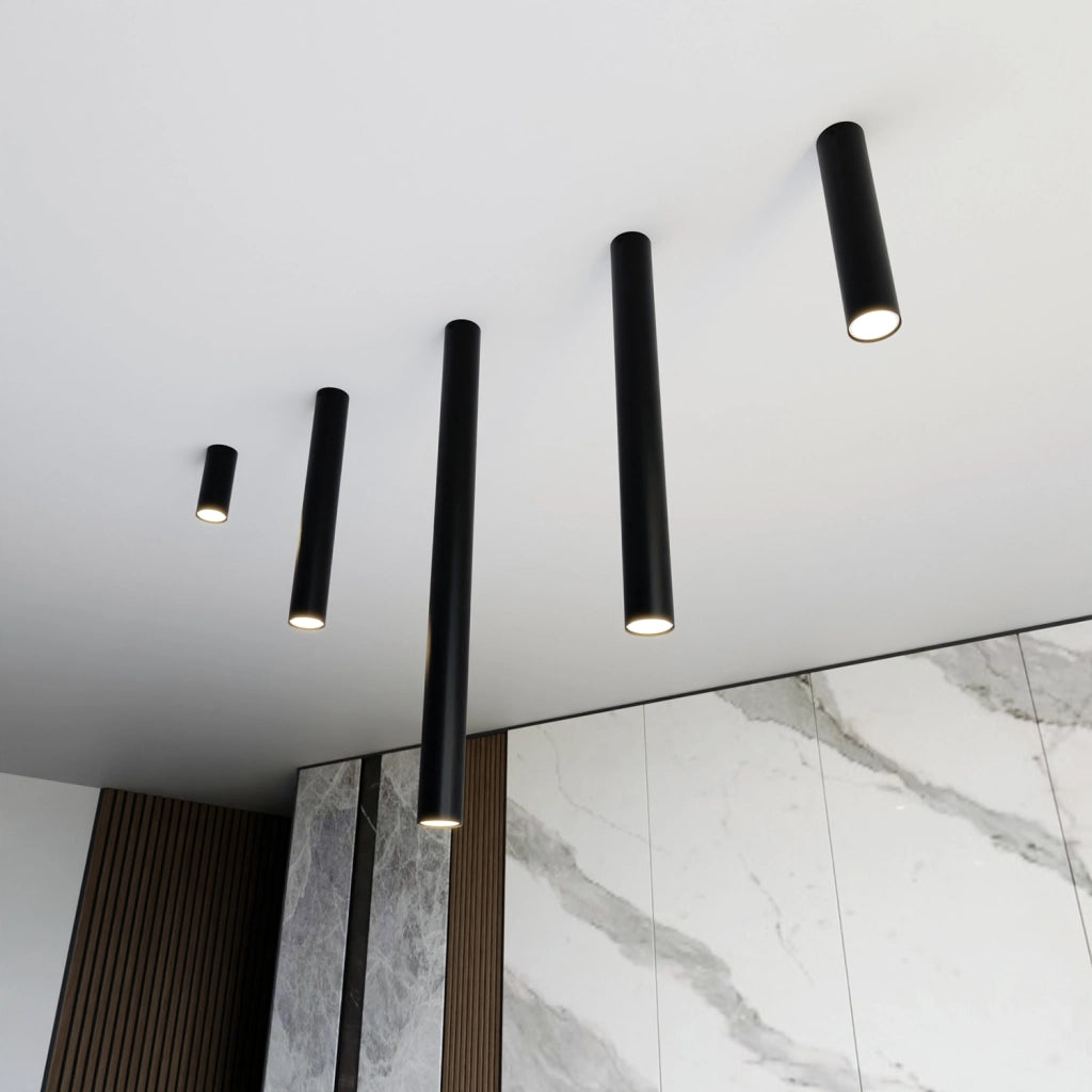Plafoniera Moderna Faretto Marduk 1 Luce Acciaio Nero 60 Cm