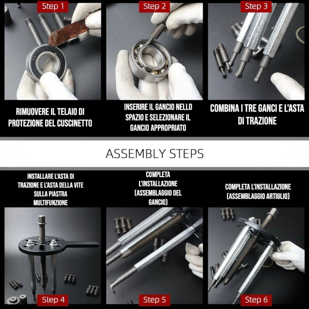 Kit 21 Pz Estrattore Disclocatore Separatore Cuscinetti Estrattori A 3 Ganasce