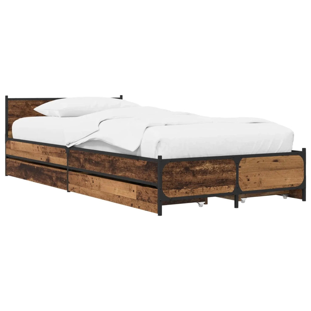 Struttura letto con testata con ruota Legno antico 80 x 200 cm 3429695