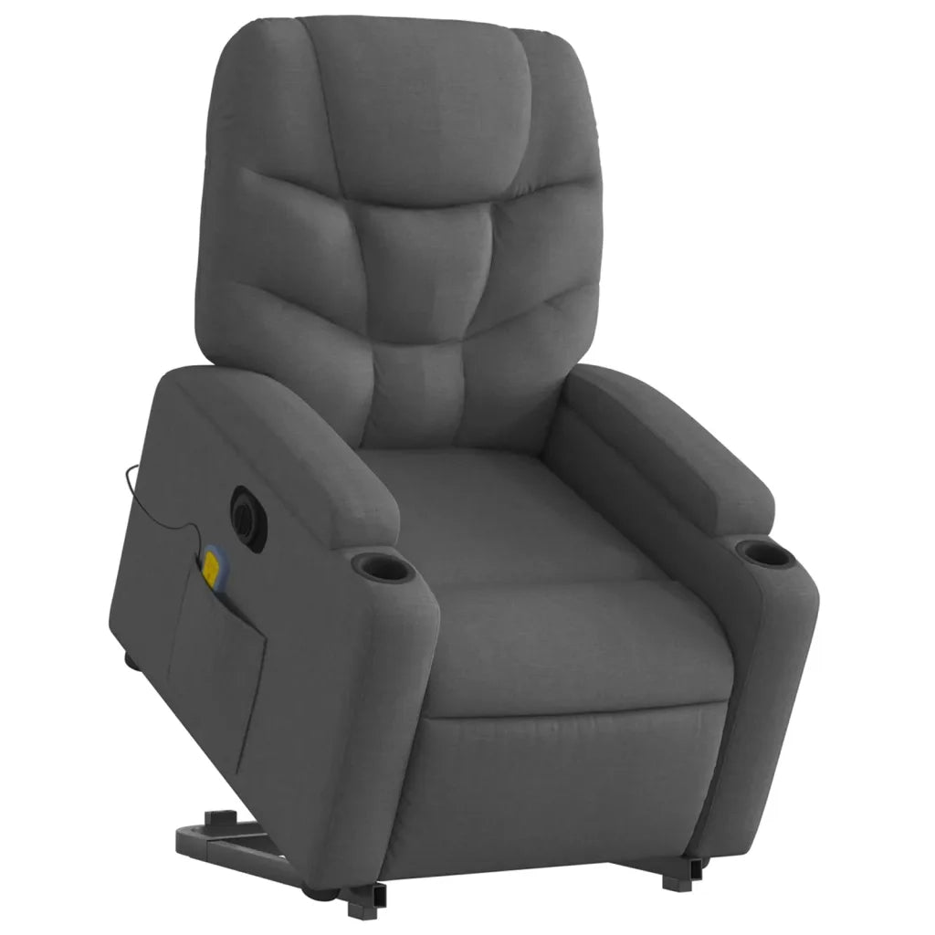 Poltrona Alzapersona Massaggi Elettrica Grigio Scuro Tessuto 3204633