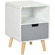 Comodino Scandinavo con Cassetto ¨C Zephmum ¨C Bianco 40x38x58 cm