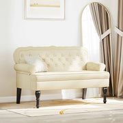 Panca Chesterfield-Sgabello-Divano Crema 119,5 x 64,5 x 75 cm Pelle Sintetica