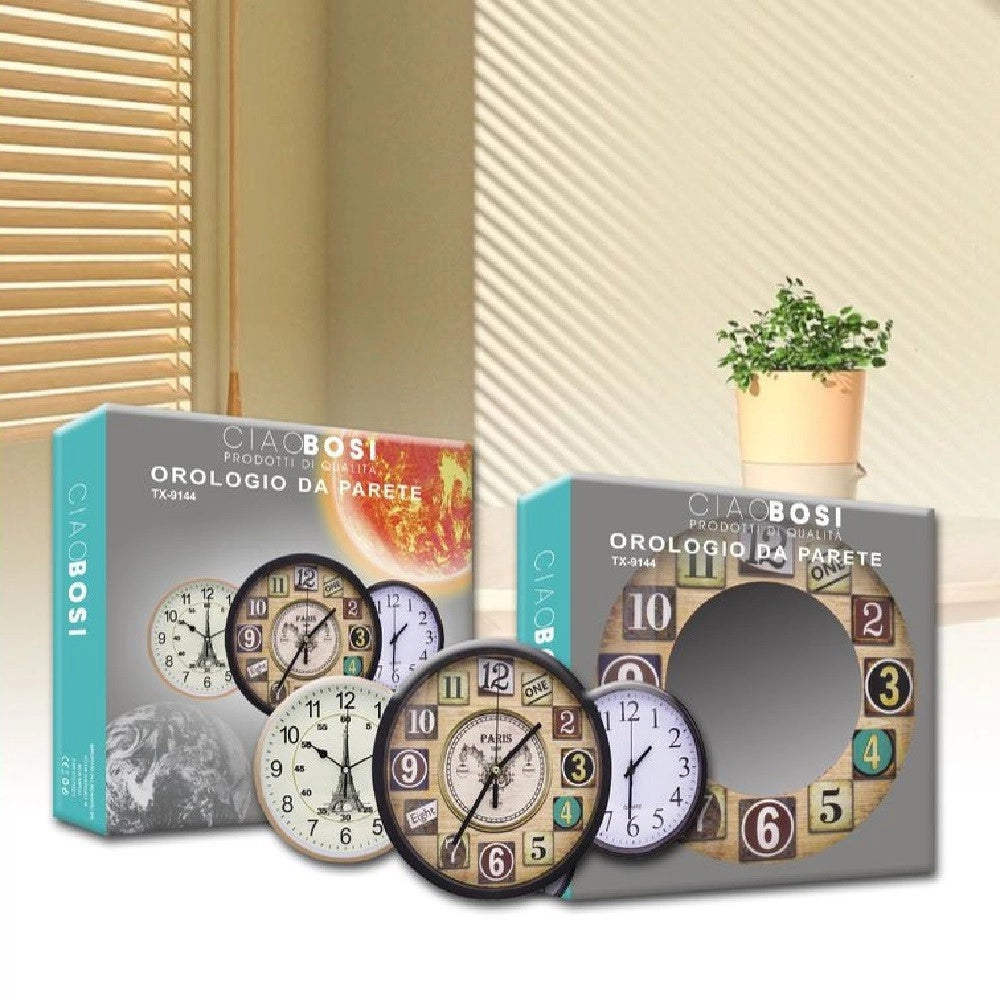 Trade Shop - Orologio Da Parete Muro Da 35 Cm Casa Cucina Ufficio Modelli Assortiti Tx-9144 -