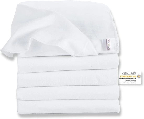 Asciugamani per bambini 80x80cm 5 pezzi - Asciugamani lavabili - Multifunzionali e assorbenti - Soffici e robusti con bordi rinforzati - Testati Oeko-Tex - Asciugamani in cotone bianco idrofili