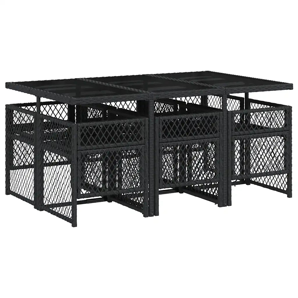 vidaXL Set da Pranzo da Giardino 7 pz Nero con Cuscini in Polyrattan