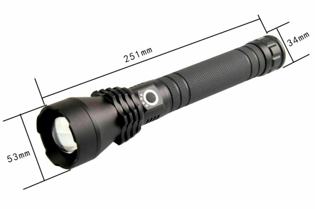 Torcia 80000W RICARIBILE A LED CREE CON zoom doppia batteria BL X82 P50
