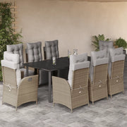 Set Pranzo da Giardino 9 pz con Cuscini Beige Misto Polyrattan 3213461