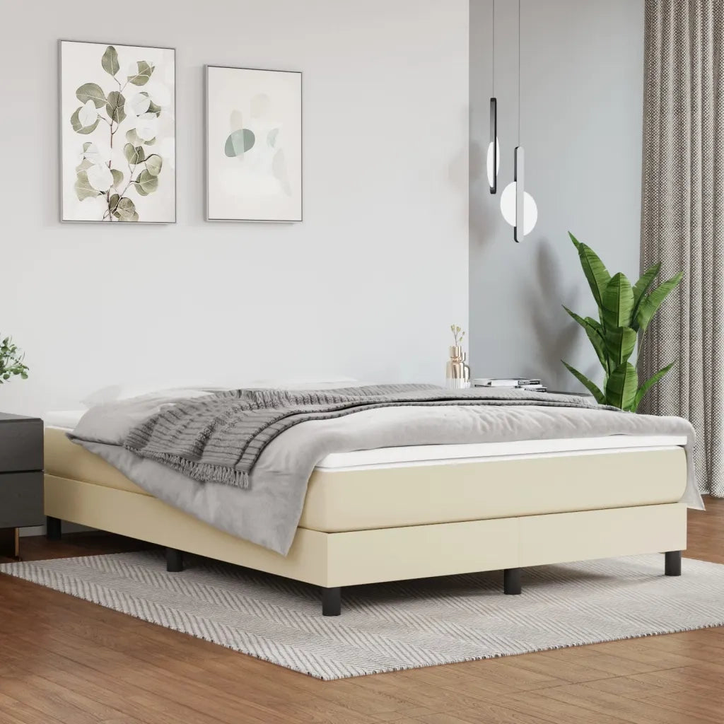 Giroletto a Molle con Materasso Crema 140x190 cm in Similpelle