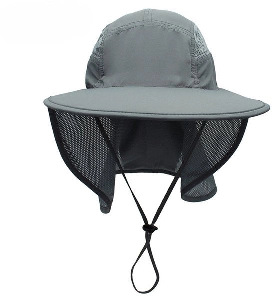 Cappello da sole unisex per attività all'aperto con visiera e cappuccio - Grigio scuro