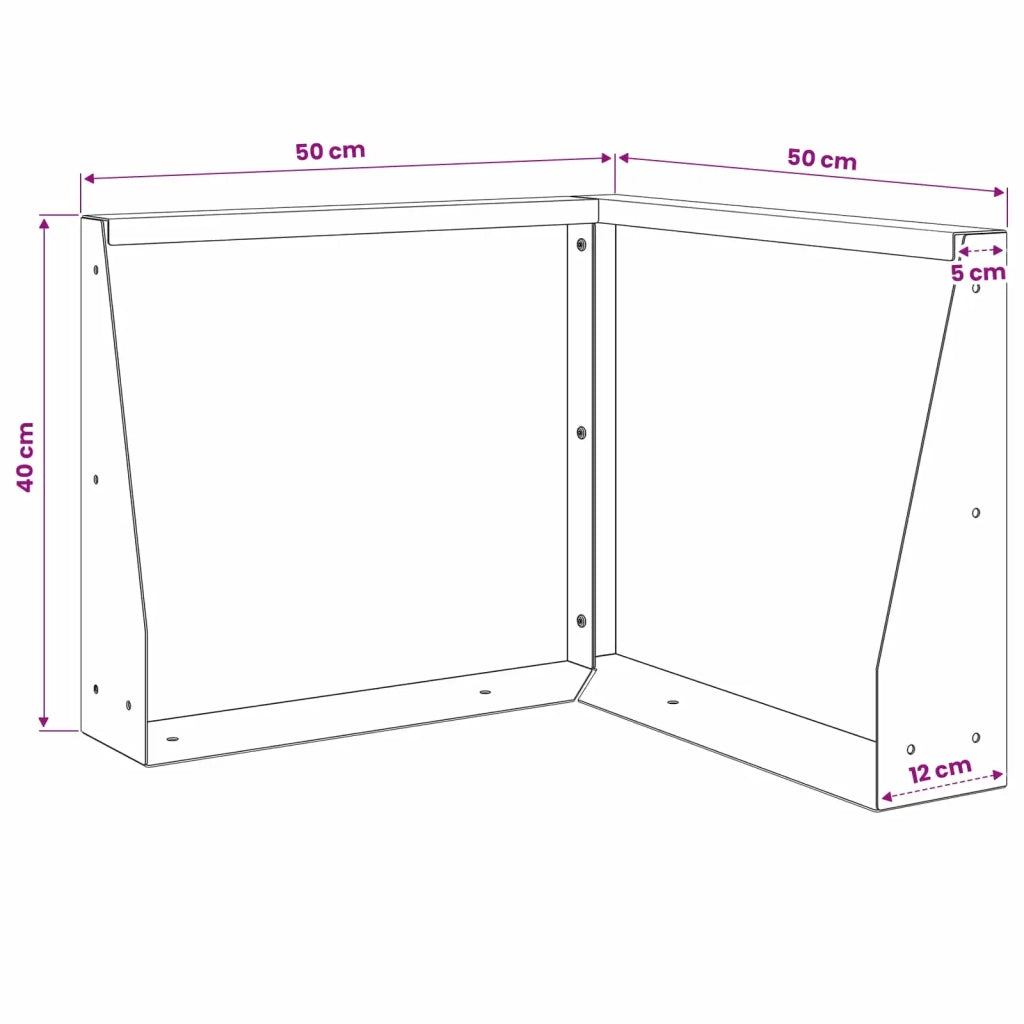 Muro di contenimento 2 pz 50 x 50 x 40 cm Acciaio Inox Argento 8015222