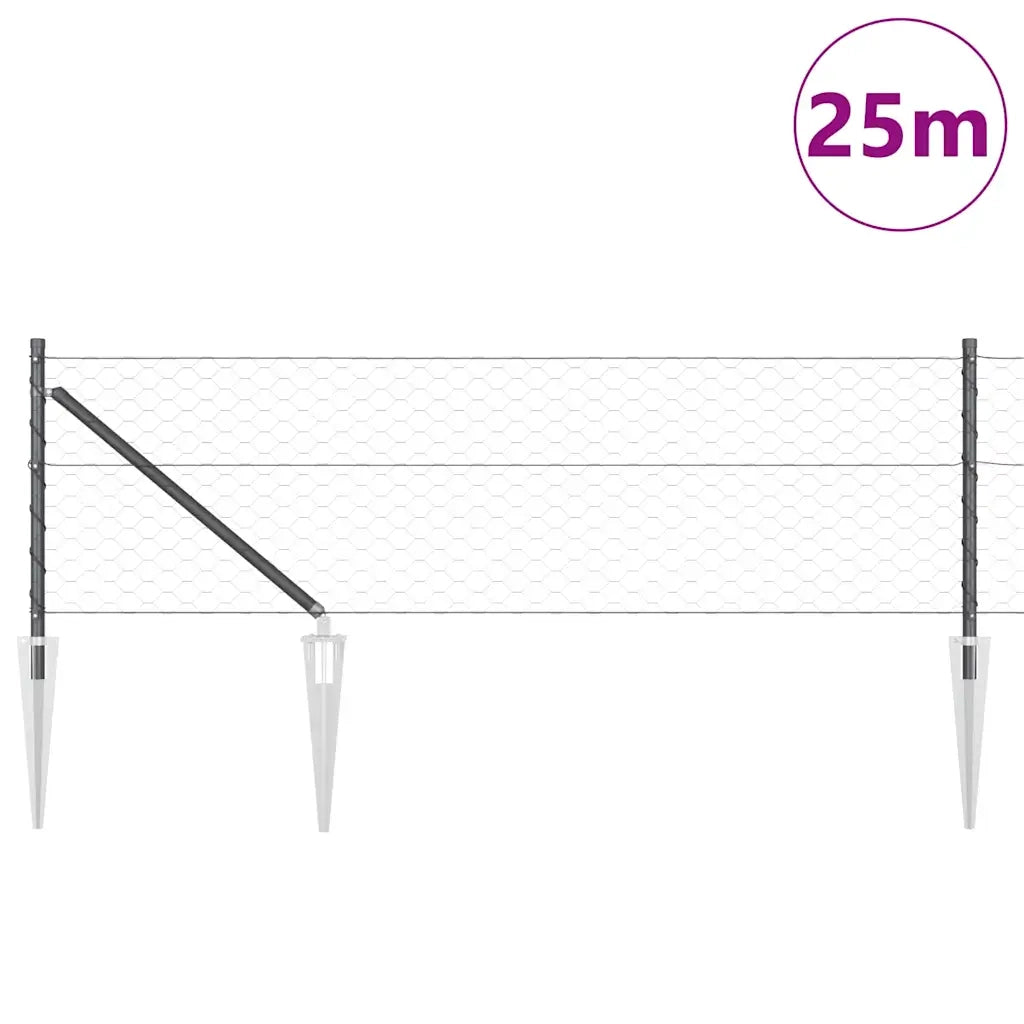 Palo della recinzione Grigio 25 x 0,6 m (rete 50 mm)