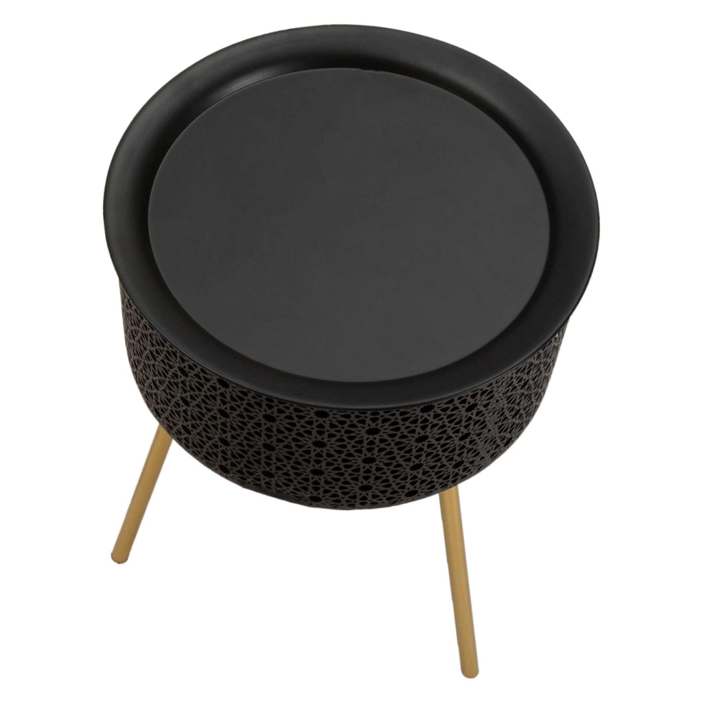 Mukall, Tavolino da Salotto Contenitore, 35x35x50h cm Nero