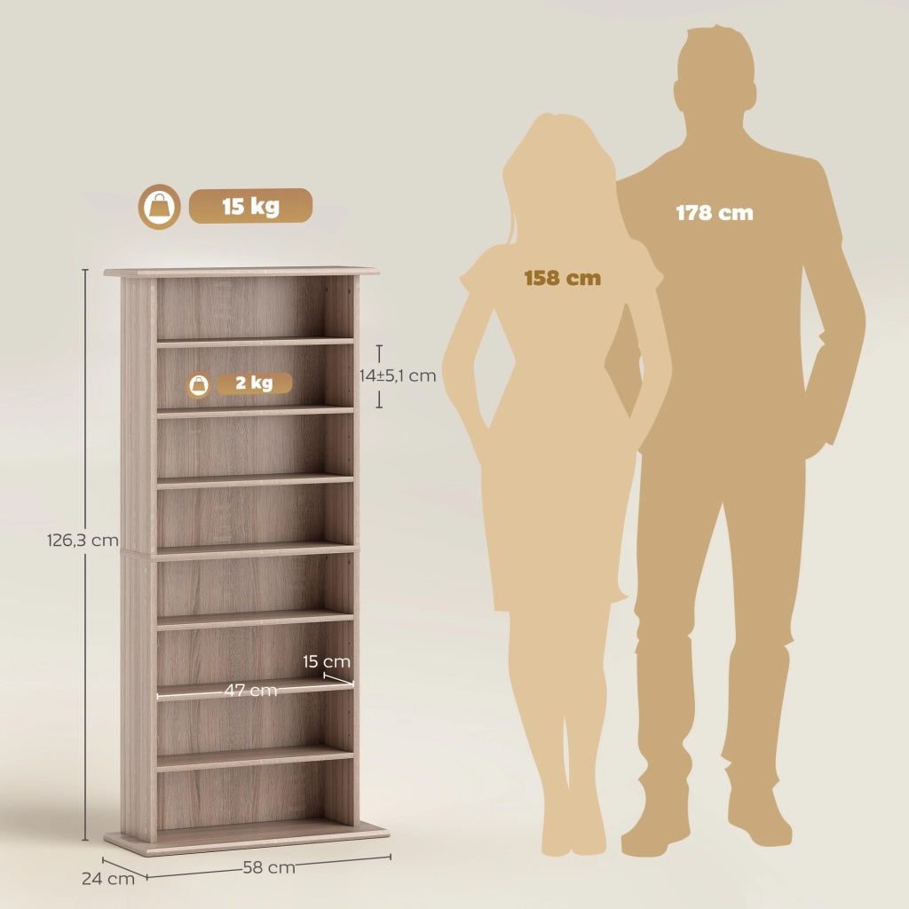 Libreria per CD DVD ¨C Xylo ¨C 8 scomparti 6 ripiani regolabili legno naturale 360 CD 185 DVD