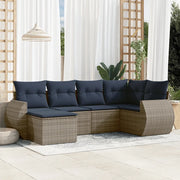 Set Divani da Giardino 6 pz con Cuscini Grigio in Polyrattan 3221660