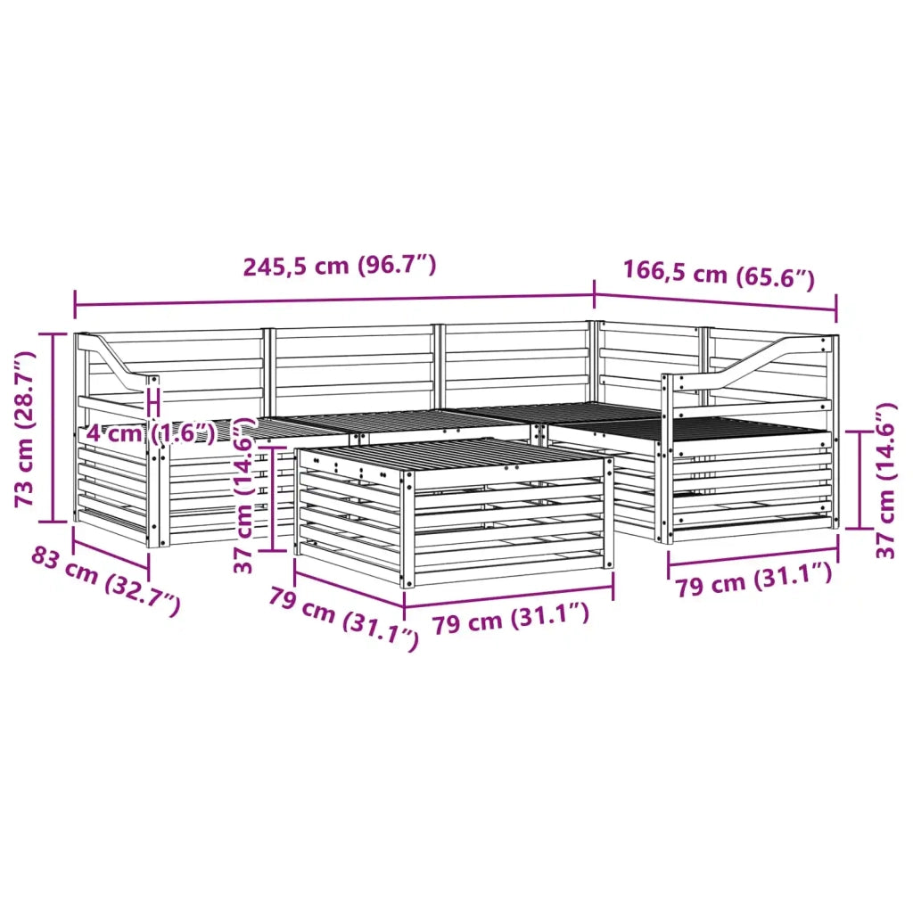 Set di divani da esterno 5 pcs Naturale 3373434