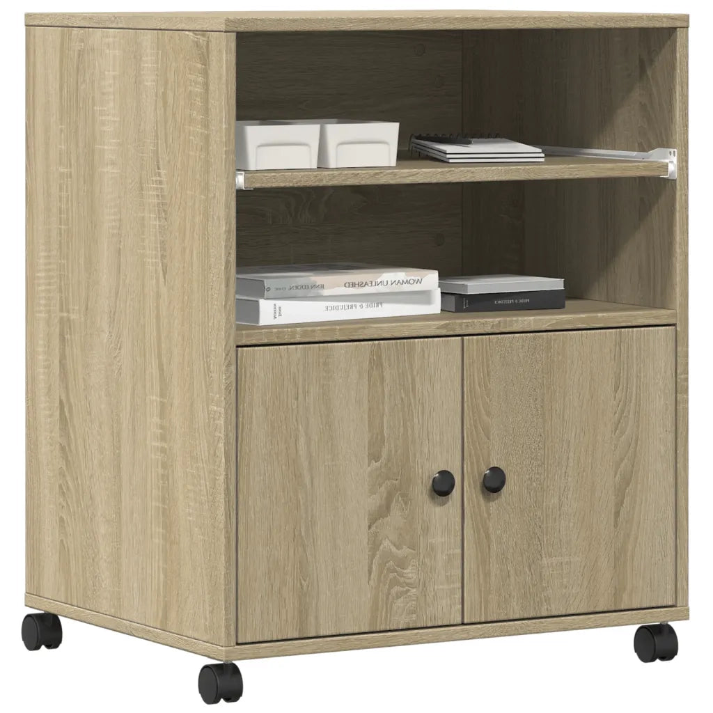 Supporto per Stampante con Ruote Rovere Sonoma 60x48x74 cm 840634