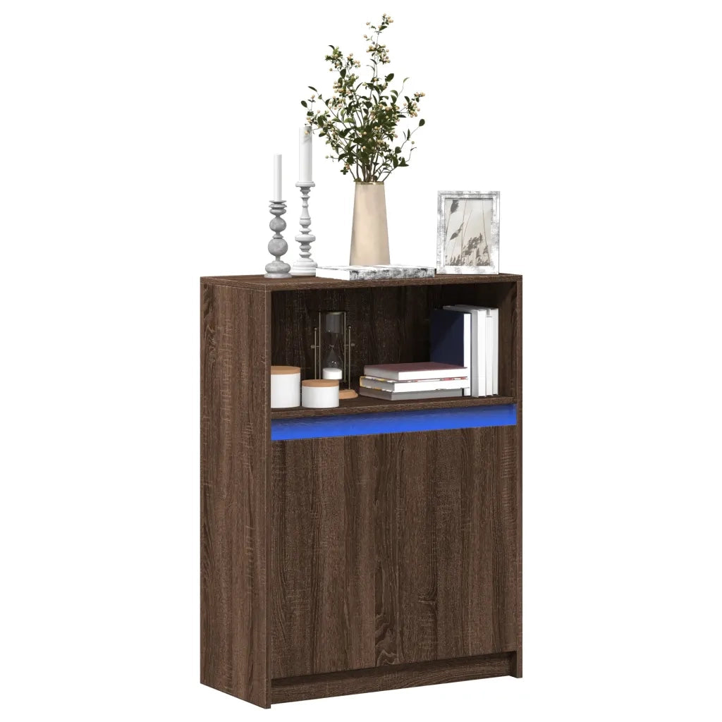 Credenza con LED-Buffet-Armadio da cucina Rovere Marrone 72x34x100 cm Legno Multistrato