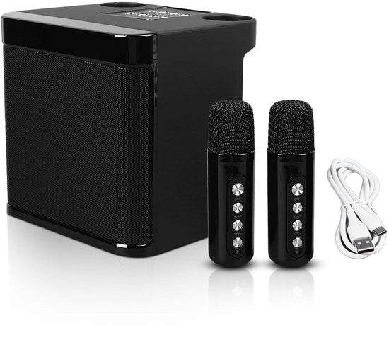 Sistema Karaoke Portatile - Altoparlanti Bluetooth - Microfoni a Cavo - Per Feste a Casa/Camping - Eccellente Qualità - Macchina Karaoke