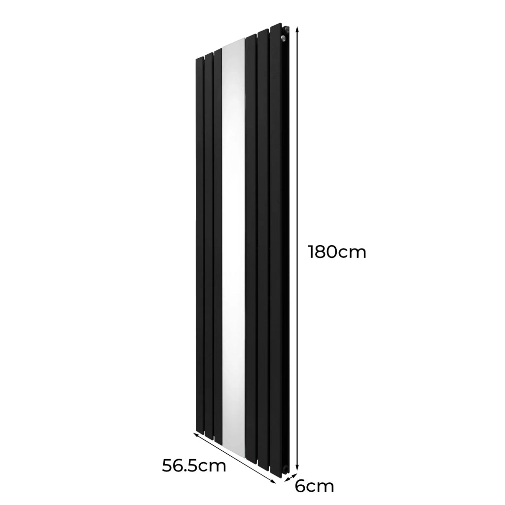 Radiatore a Specchio a Doppia Colonna Verticale Nero 1800mm x 565mm