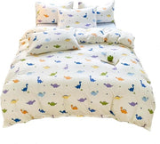 Set di coperte da letto in poliestere 100% - modello dinosauro bianco - chiusura a righello - copertina da letto 150 x 200 cm - lenzuolo 200 x 230 cm - cuscino 48 x 74 cm