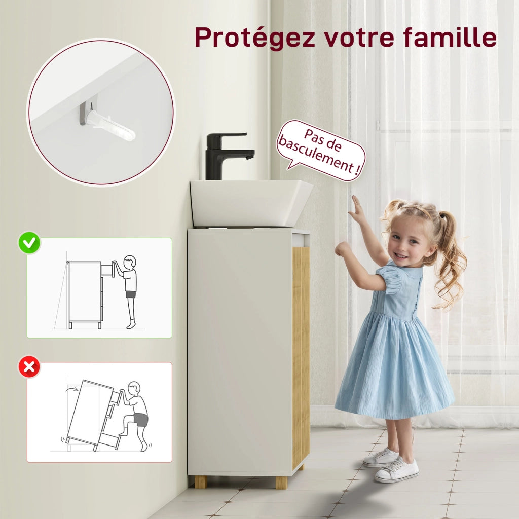 Mobiletto sottolavabo bagno ¨C zephmum ¨C 60x30x75 cm legno bamb¨´ effetto naturale