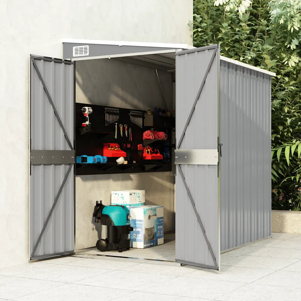 Capanno Giardino a Parete Grigio 118x194x178 cm Acciaio Zincato 316222