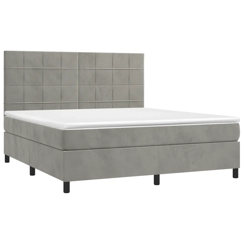 Letto a Molle Materasso e LED Grigio Chiaro 180x200 cm Velluto 3136137