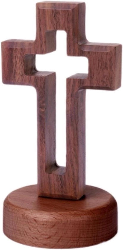 Decorazione in forma di croce per tavolo in legno con base scura