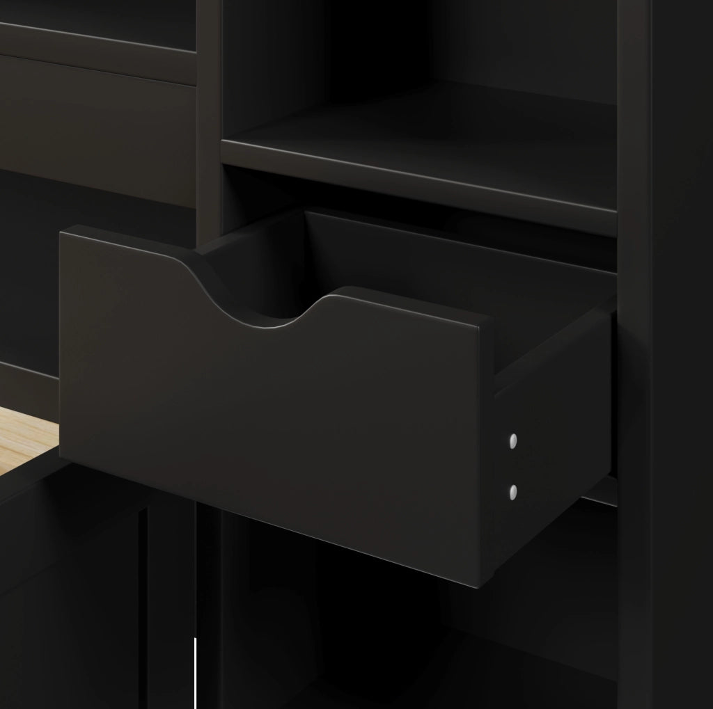Letto contenitore 180x200 cm con LED, USB e 3 cassetti nero
