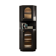 Armadio angolare da bagno 45x45x166，5 cm in MDF nero con luce