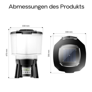CFF-212 Mangiatoia per pesci ad energia solare, distributore automatico di mangime per laghetti, programmabile, con contenitore da 12 litri per 1-6 somministrazioni al giorno