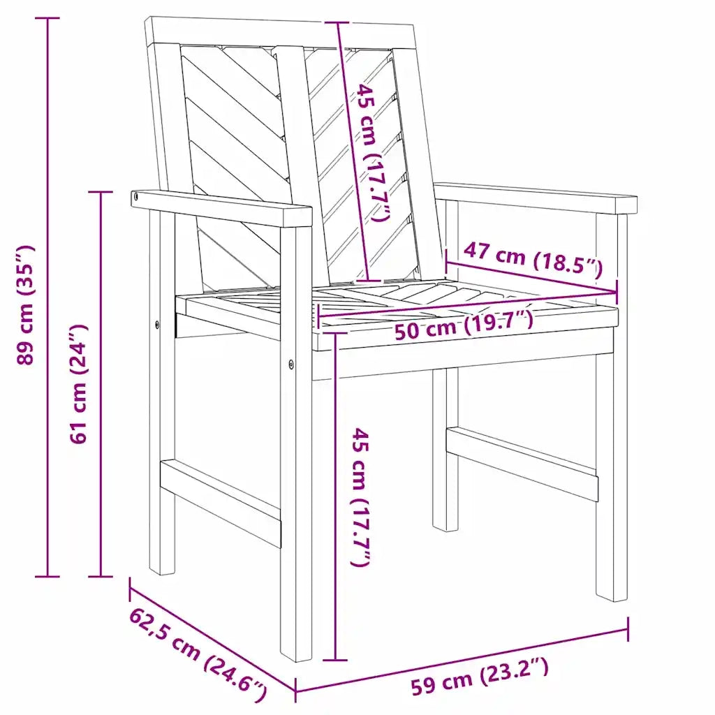 vidaXL Sedie da pranzo da giardino 6 pcs Marrone 59 x 62.5 x 89 cm