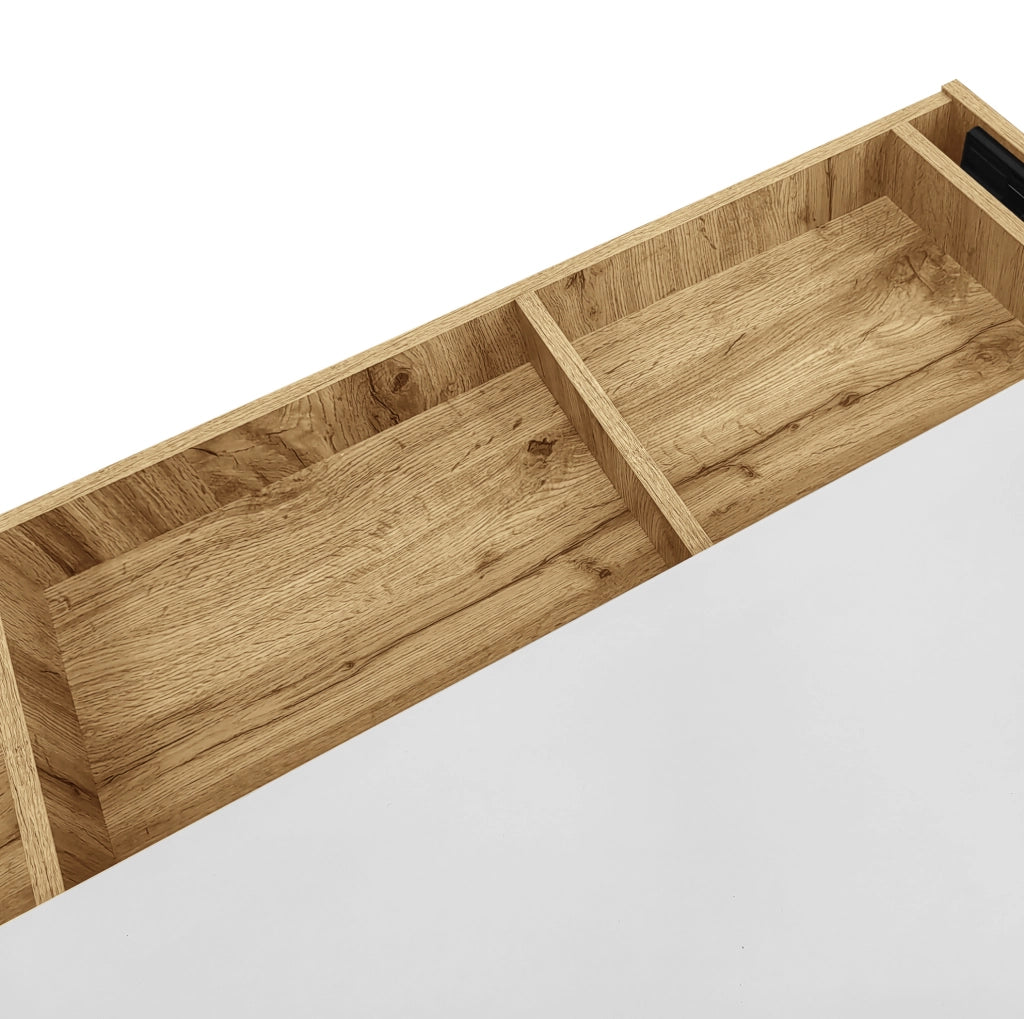 Credenza bianca con LED RGB, 2 ante e 2 cassetti, 120 cm