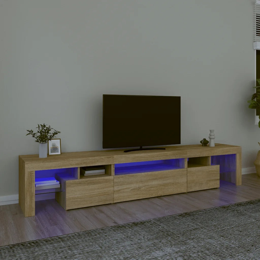 Mobile Porta TV con Luci LED-Credenza per TV Rovere Sonoma 215x36,5x40 cm