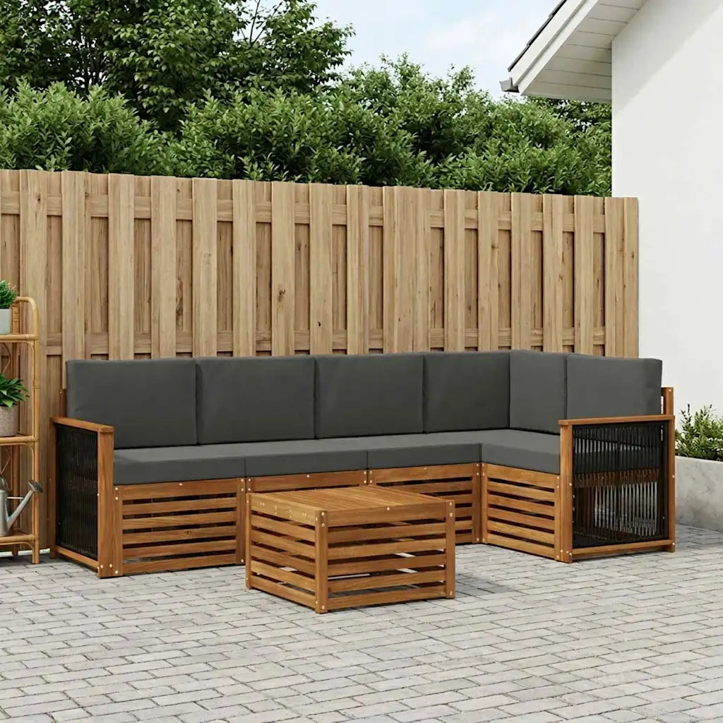 Set divano sezionale con cuscino 5 pcs Naturale e Antracite