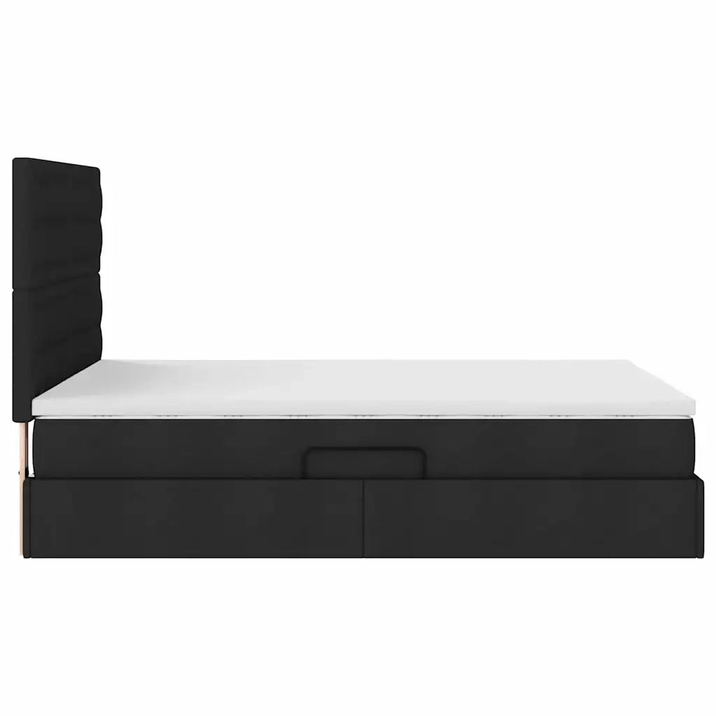 Letto con contenitore e materasso Nero 140 x 200 cm Poliestere