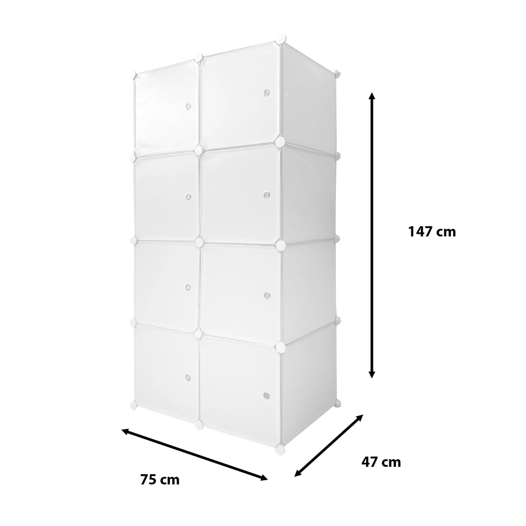 Cubo personalizzabile Guardaroba in scatola Semplicemente Nyana Home 8 Cubes/Porte Organizzazione domestica Appendiabiti Scarpiera 147x75x47 cm Bianco