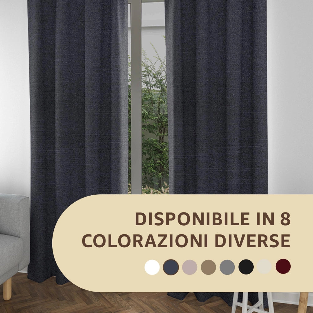 Tende per Interni Camera da Letto e Soggiorno Con Anelli - 140x280cm - 2 Pezzi Colore: BLU