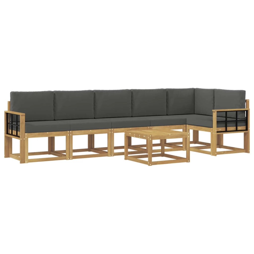Set di divani da esterno 7 pcs Bianco e Antracite Poliestere
