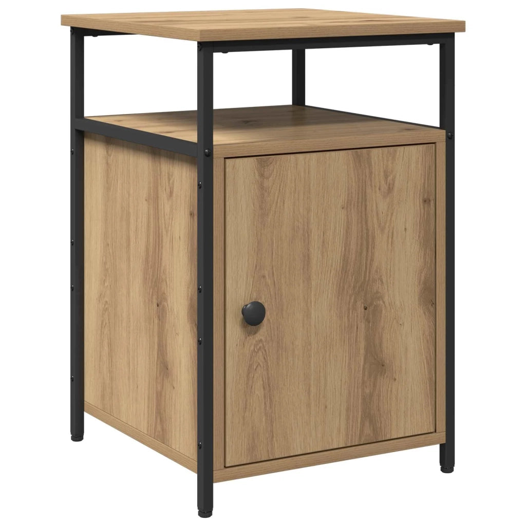Set di 2 Comodini | Armadio da Notte | Mobiletto da notte rovere artigianale Legno multistrato