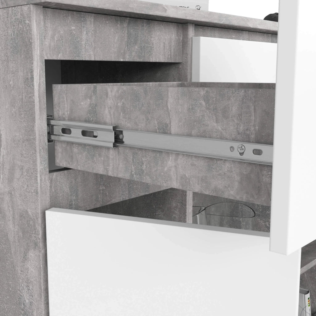 Cassettiera AKORD K100 Cemento 101 cm 2 ante 3 cassetti inserto frontale Bianco 101x35x98 cm