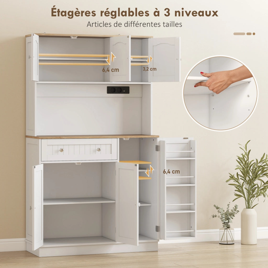 Mobile cucina alto con ricarica ¨C Xylo ¨C 6 ante, piano lavoro, portaspezie, 100x40x173cm, bianco