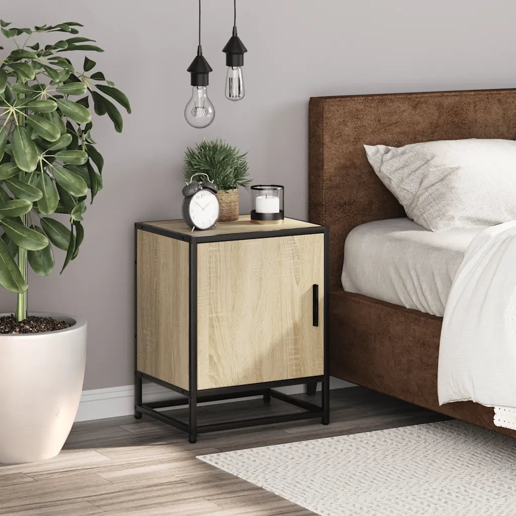 Comodino Rovere Sonoma 40x31x50 cm Legno Multistrato e Metallo 848711
