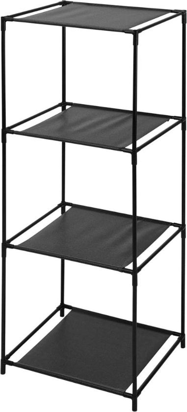 Rack in acciaio con 3 pannelli di stoffa in nero - rack in acciaio, rack verticale, rack per la stanza da bagno, armadio per la stanza da bagno con 3 pannelli.