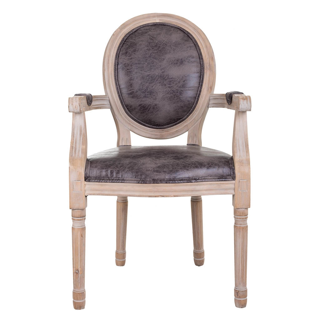 Poltrona in legno imbottita grigia 55x46x48/96h
