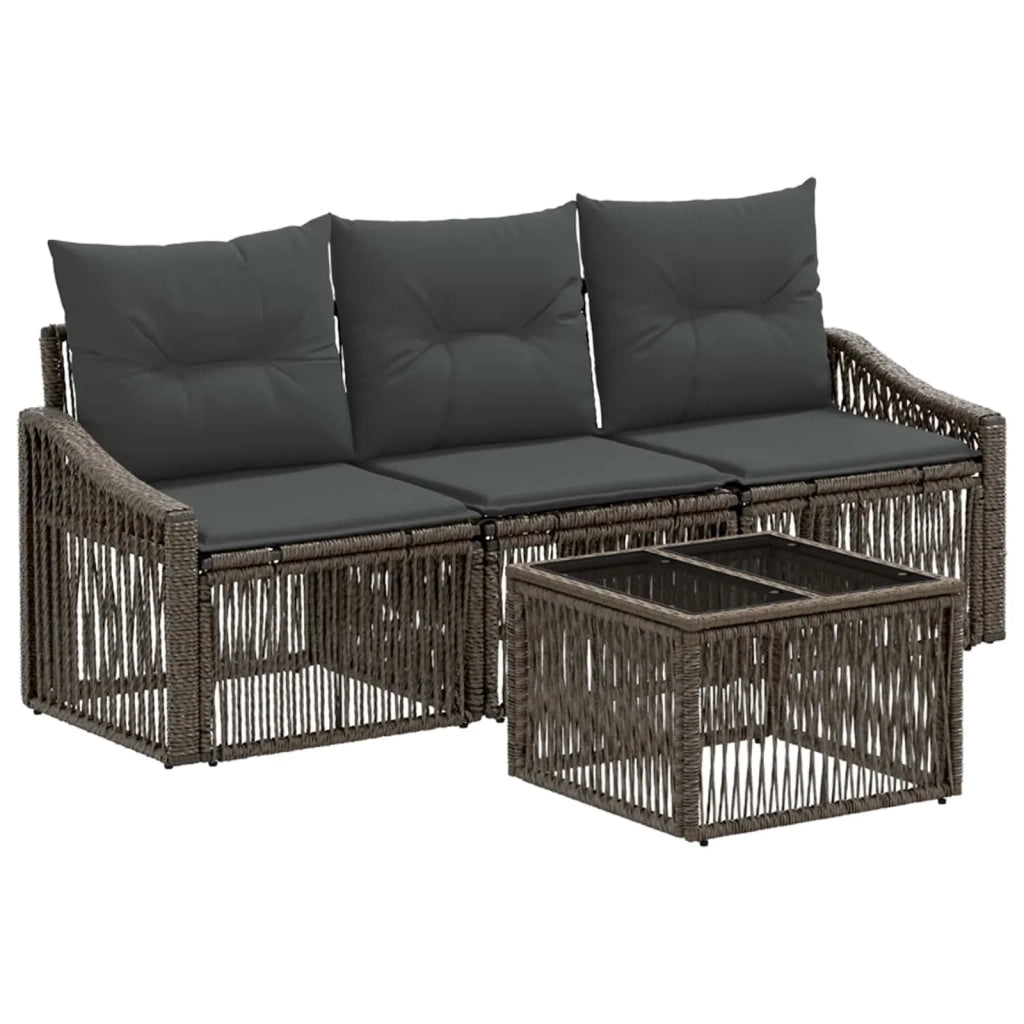 Set Divano da Giardino 4 pcs Grigio polyrattan