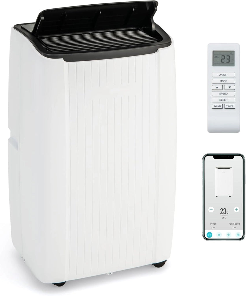 Condizionatore Portatile 14000BTU, Climatizzatore 4 in 1 Raffreddamento & Deumidificazione & Ventilatore & Riscaldamento, 3 Modalità di Controllo, Timer 0-24H Risparmio Energetico (14000BTU)