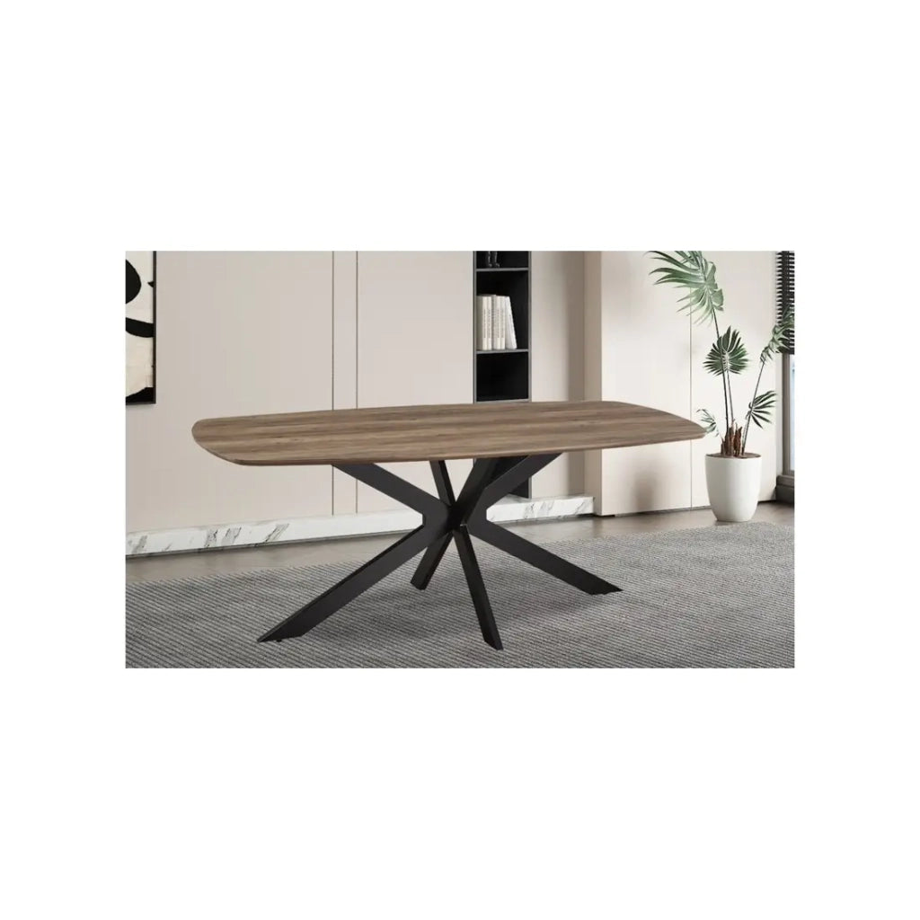 Tavolo da pranzo ovale per 10 persone collezione TUNIS. Piedi design in metallo.